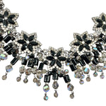 Lawrence VRBA 1990's Large Black Bead and Rhinestone Collar Necklace plus Earrings, detail