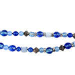 Miriam Haskell 1940's Pearl and Blue Beaded Flower Pendant Collar Necklace, beads