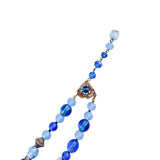 Miriam Haskell 1940's Pearl and Blue Beaded Flower Pendant Collar Necklace, end