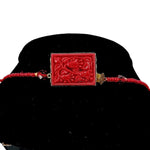 1930's Red Beaded Czech Glass Art To Wear Charm Necklace, closure