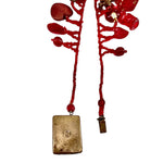 1930's Red Beaded Czech Glass Art To Wear Charm Necklace, back closure