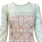BIBA 1970's Cream Art Nouveau Logo Lace Dress, top