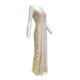 BIBA 1970's Cream Art Nouveau Logo Lace Dress, side