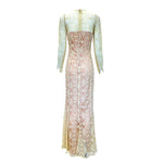 BIBA 1970's Cream Art Nouveau Logo Lace Dress, back
