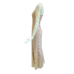 BIBA 1970's Cream Art Nouveau Logo Lace Dress, side 2