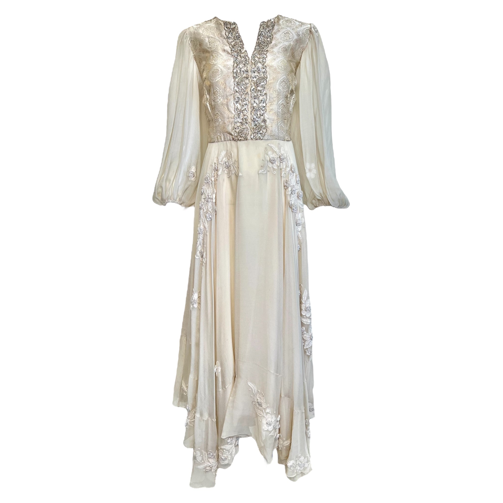 Thea Porter Couture 1970's Cream Bohemian Gown