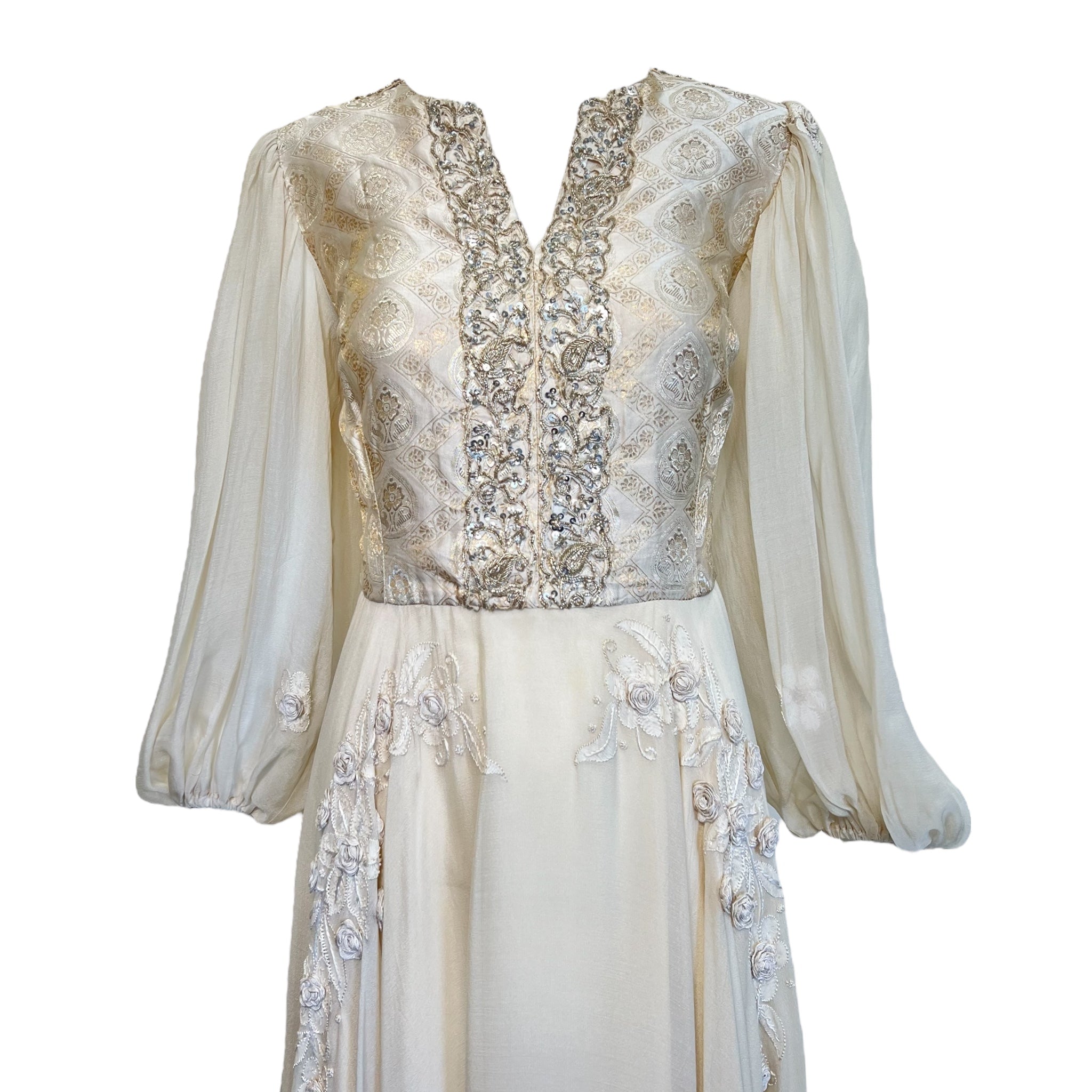 Thea Porter Couture 1970's Cream Bohemian Gown, top