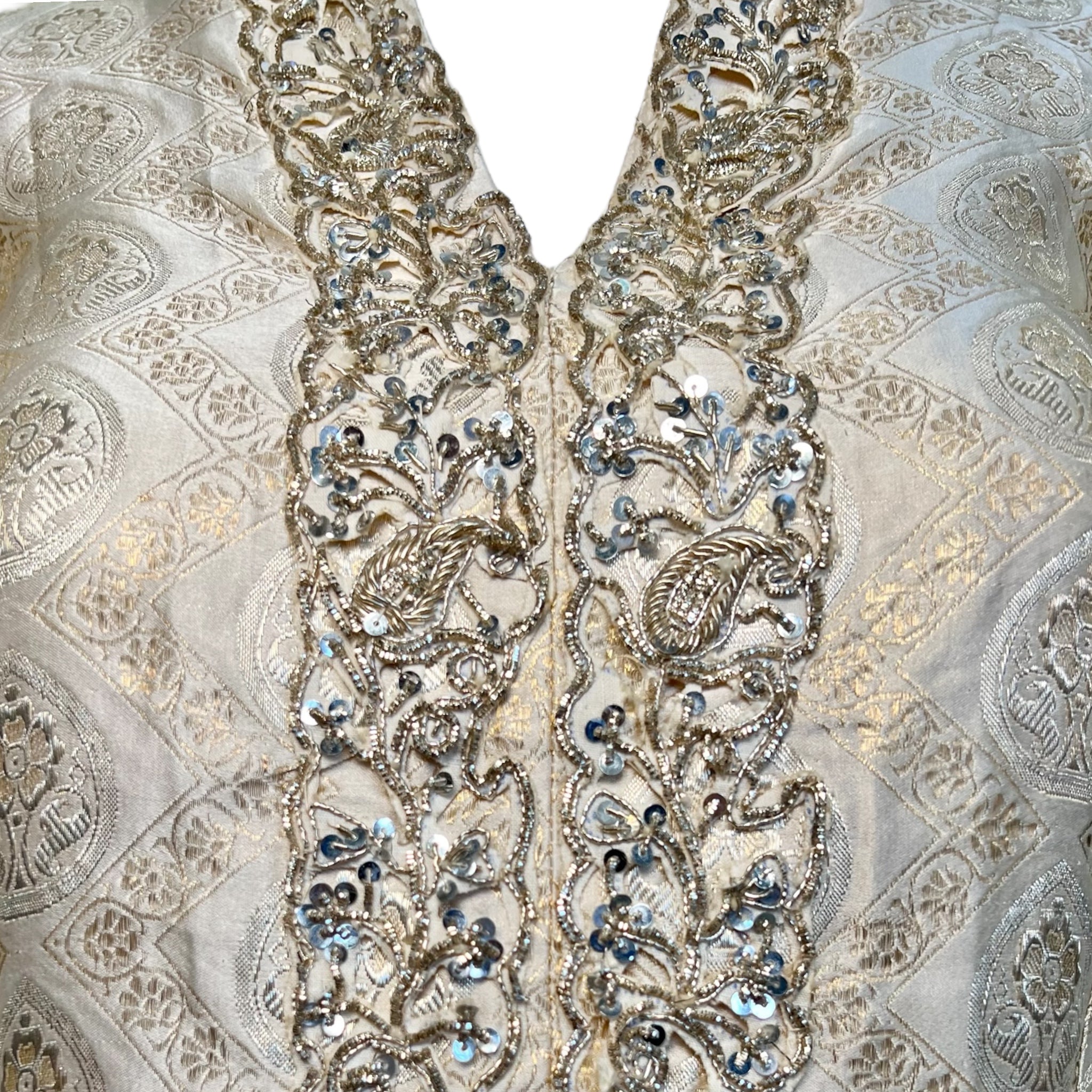 Thea Porter Couture 1970's Cream Bohemian Gown, detail 2