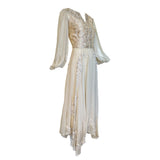 Thea Porter Couture 1970's Cream Bohemian Gown, side