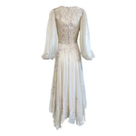 Thea Porter Couture 1970's Cream Bohemian Gown, back