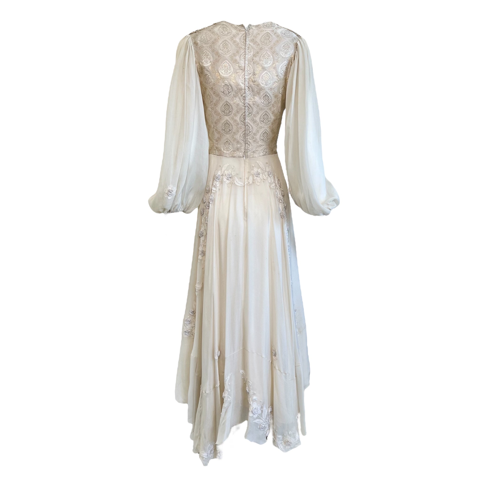 Thea Porter Couture 1970's Cream Bohemian Gown, back