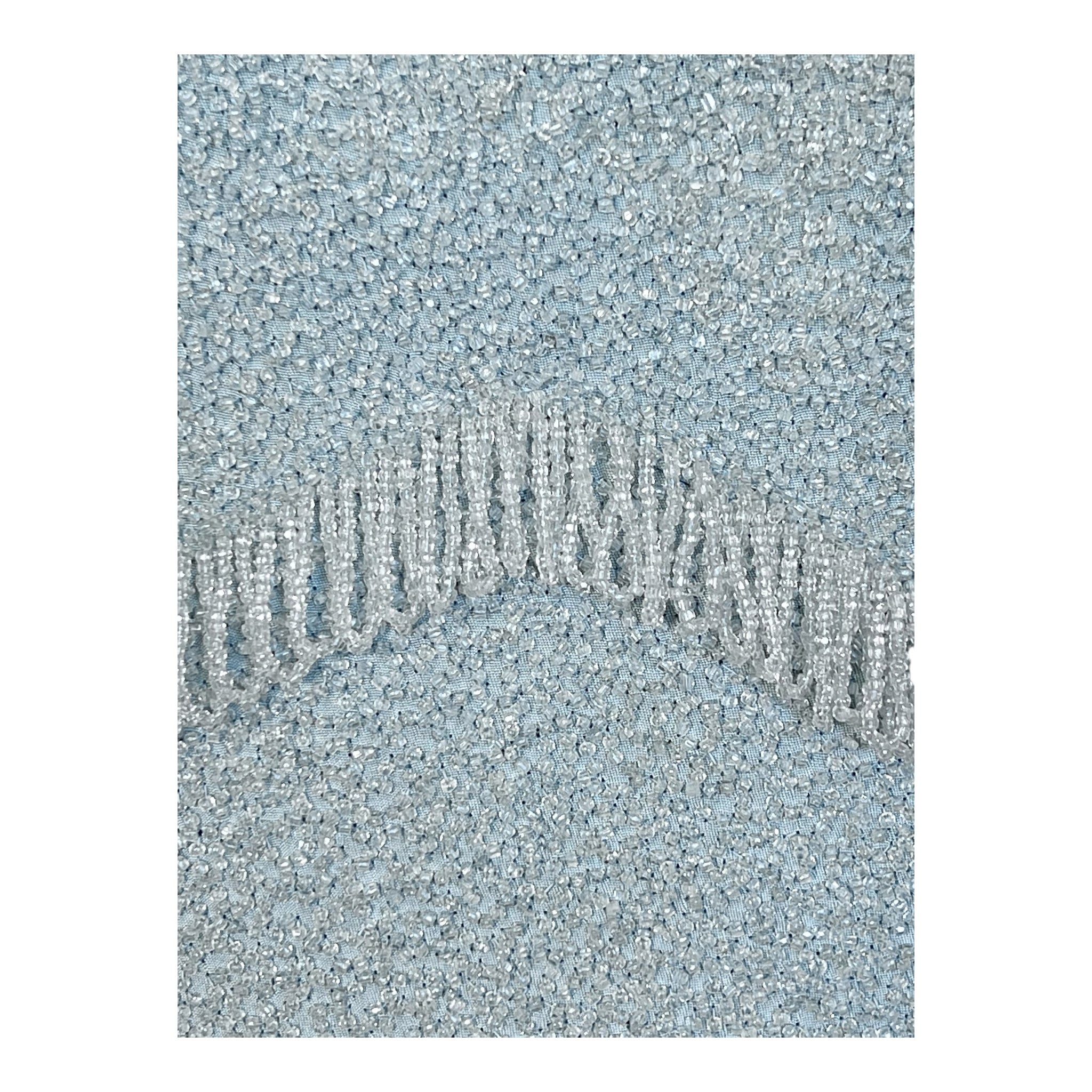 J. Stitsworth 1950's Baby Blue Fully Beaded Evening Gown, detail