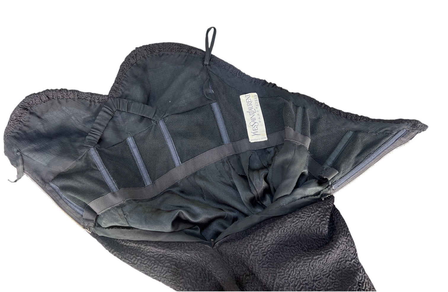 Yves Saint Laurent Haute Couture 1986/1987 Black Strapless Mini Dress, inside