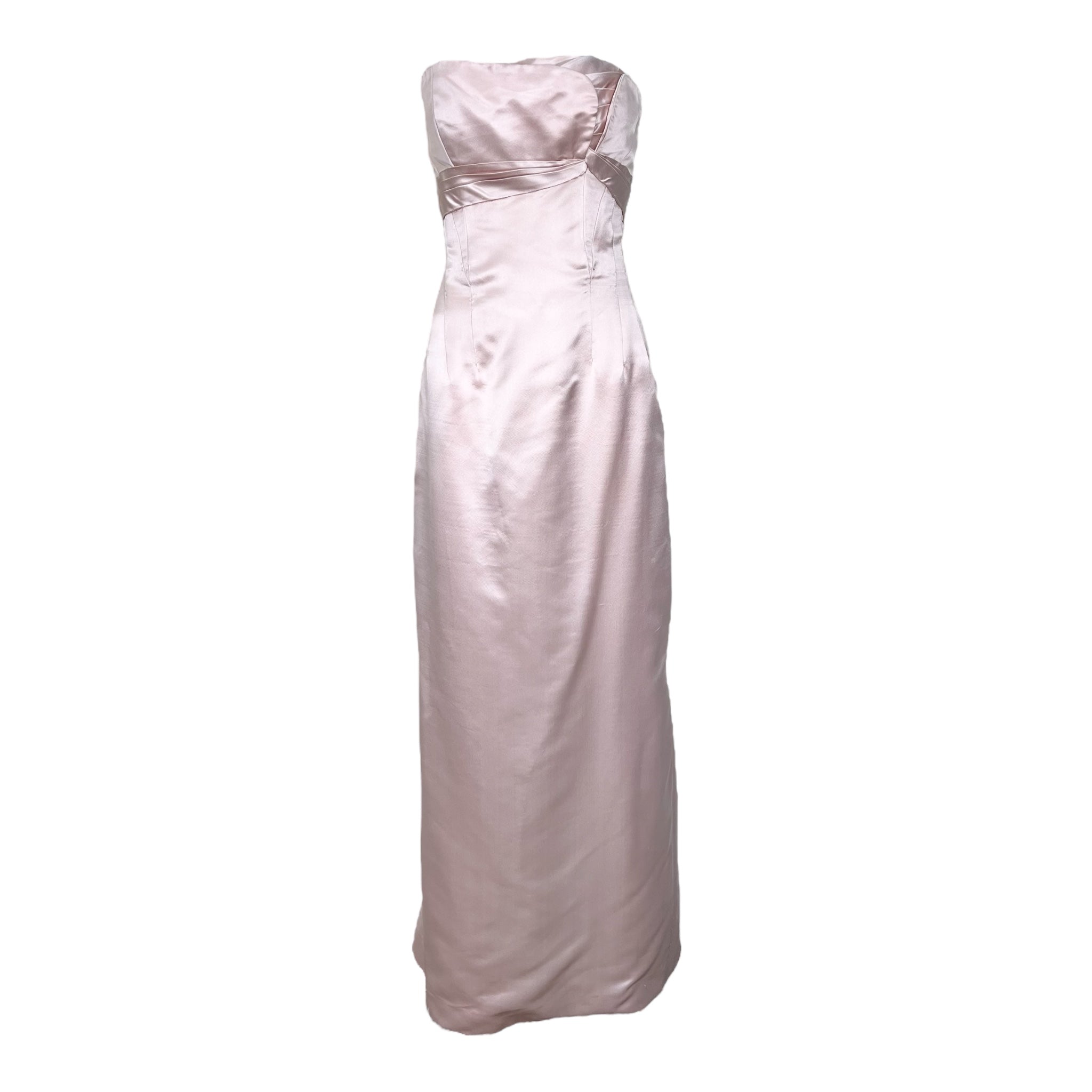 Ceil Chapman 1950's Blush Pink Strapless Silk Gown