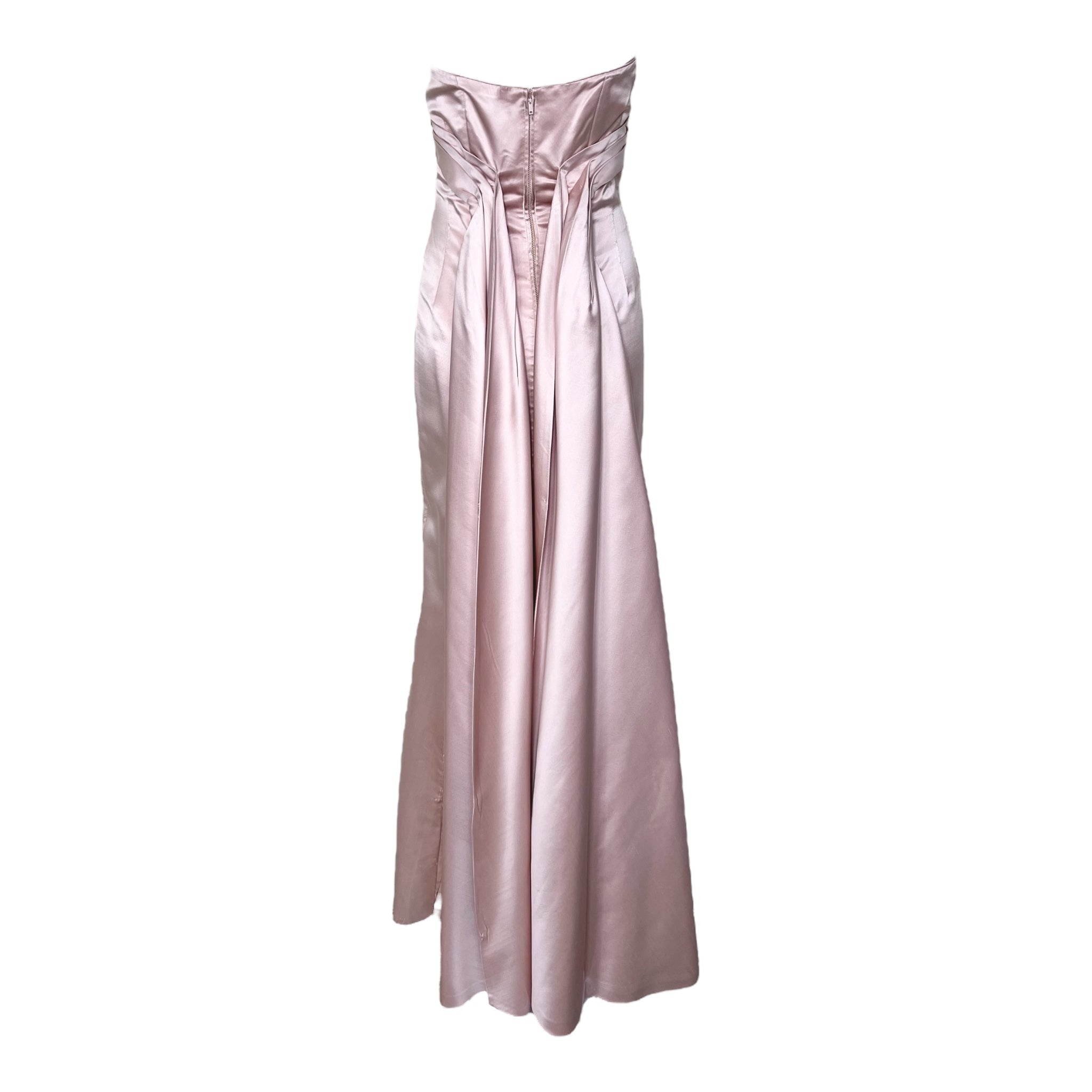 Ceil Chapman 1950's Blush Pink Strapless Silk Gown, back