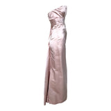 Ceil Chapman 1950's Blush Pink Strapless Silk Gown, side