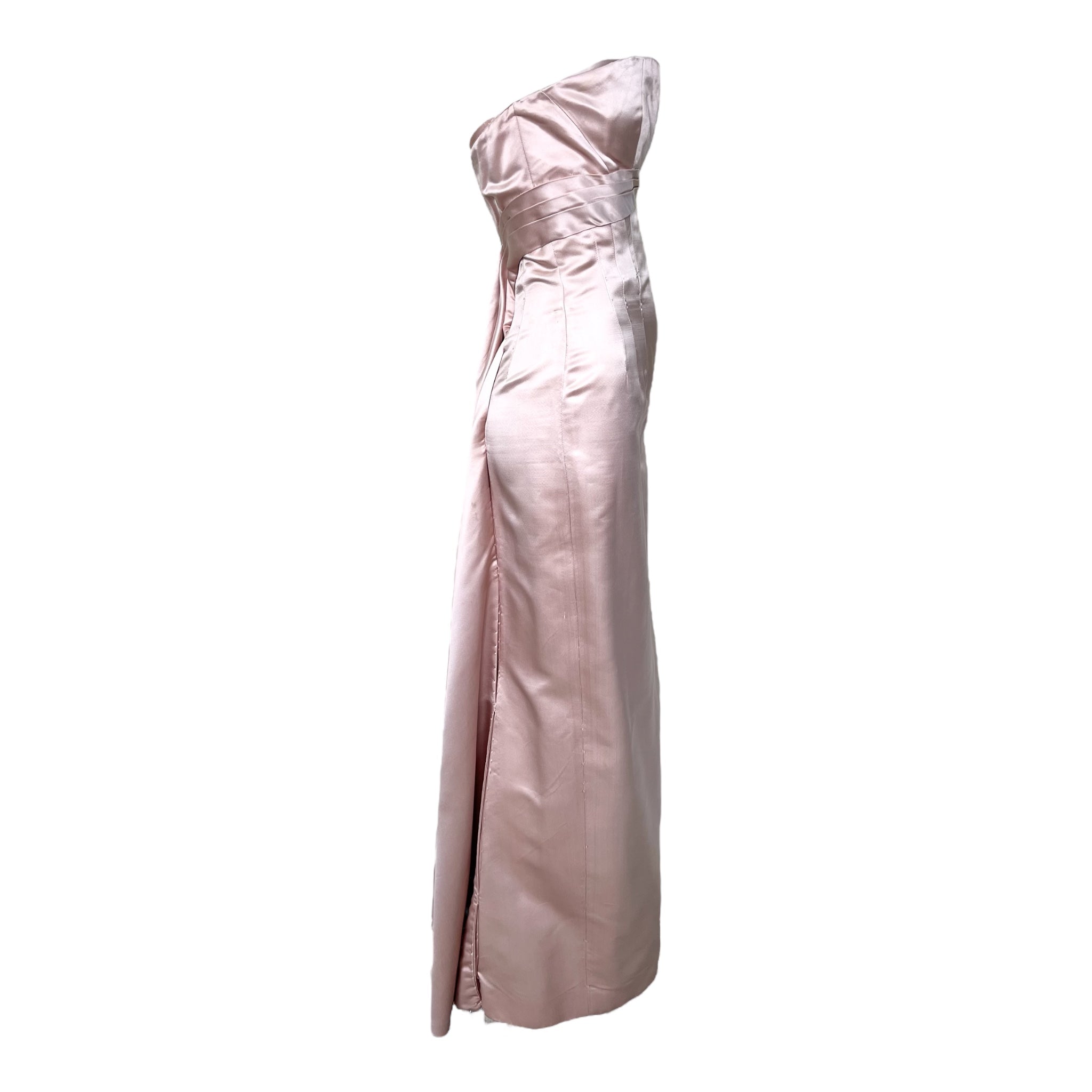 Ceil Chapman 1950's Blush Pink Strapless Silk Gown, side
