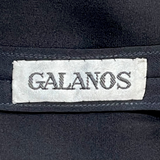 GALANOS 1980's Black Tiered Guipure Lace Gown, label