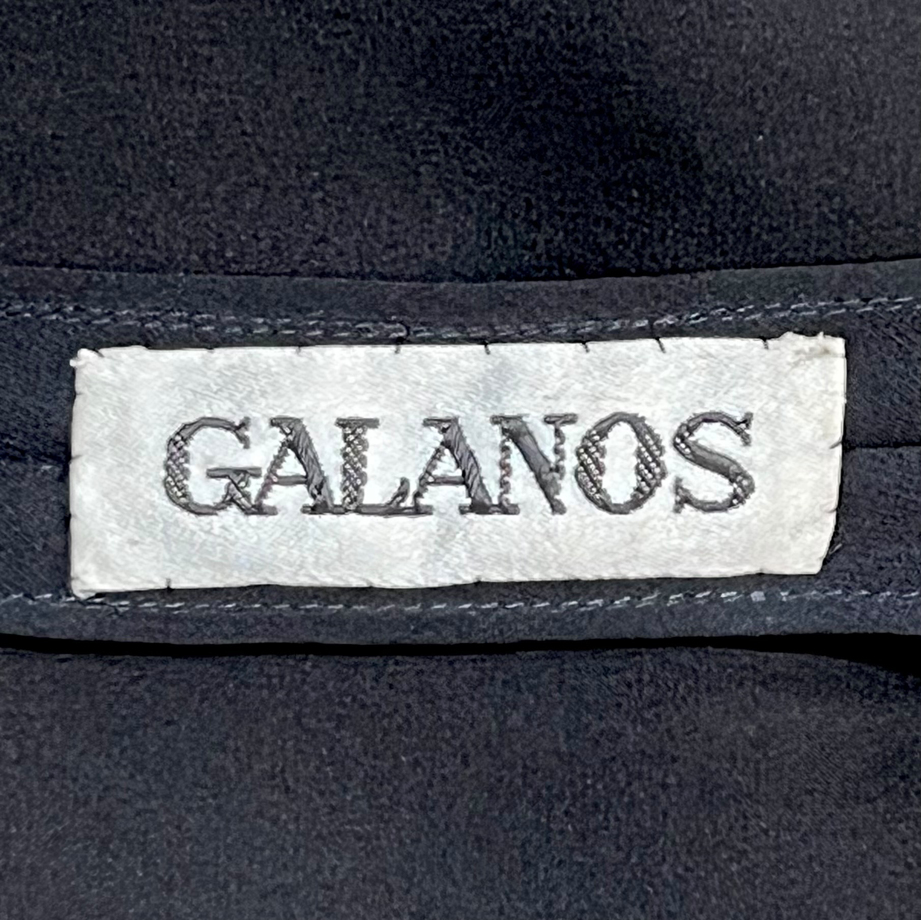 GALANOS 1980's Black Tiered Guipure Lace Gown, label