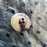 Hermes 1980's Rare Blue Ostrich Leather Vest , button