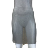 Ferrara Pewter Ring Mesh Chain Mail Halter Dress, lower