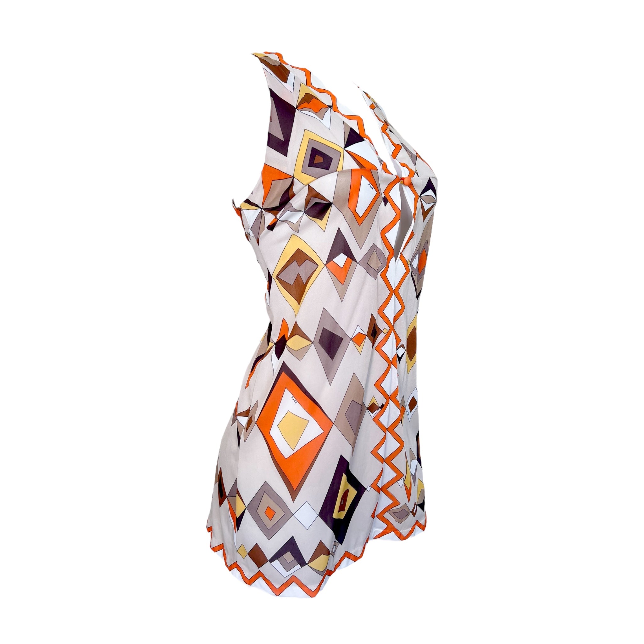 Pucci 1960's Mini Orange Geometric Print Jersey Mini Nightgown/Dress, side