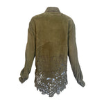 Roberto Cavalli SS2004 Green Suede Laser Cut Blouse, back