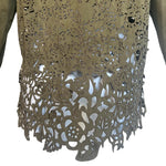 Roberto Cavalli SS2004 Green Suede Laser Cut Blouse, back hem