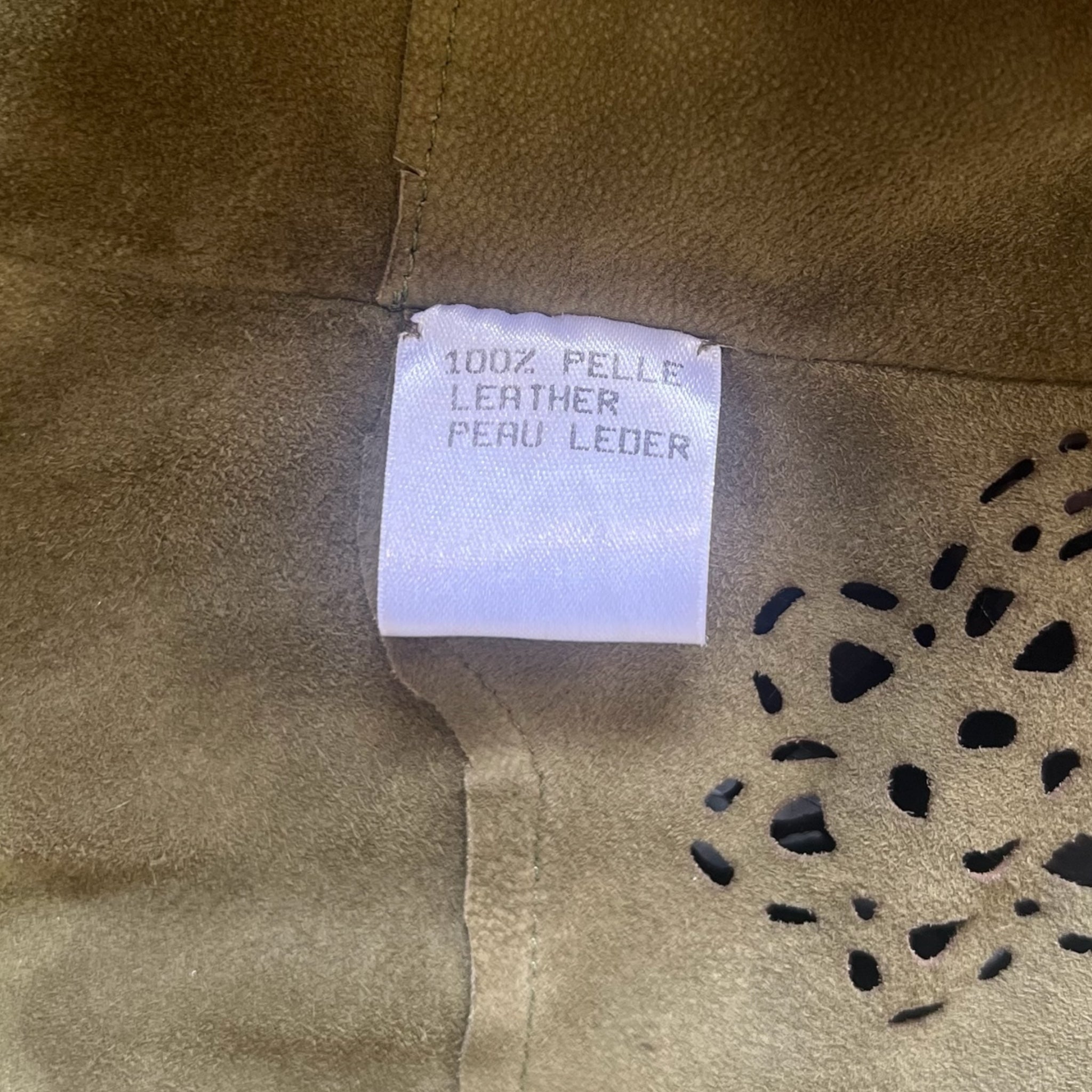 Roberto Cavalli SS2004 Green Suede Laser Cut Blouse, tag