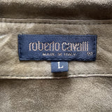 Roberto Cavalli SS2004 Green Suede Laser Cut Blouse, label