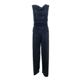 Krizia Y2k Black Lurex Two Piece Pant Ensemble
