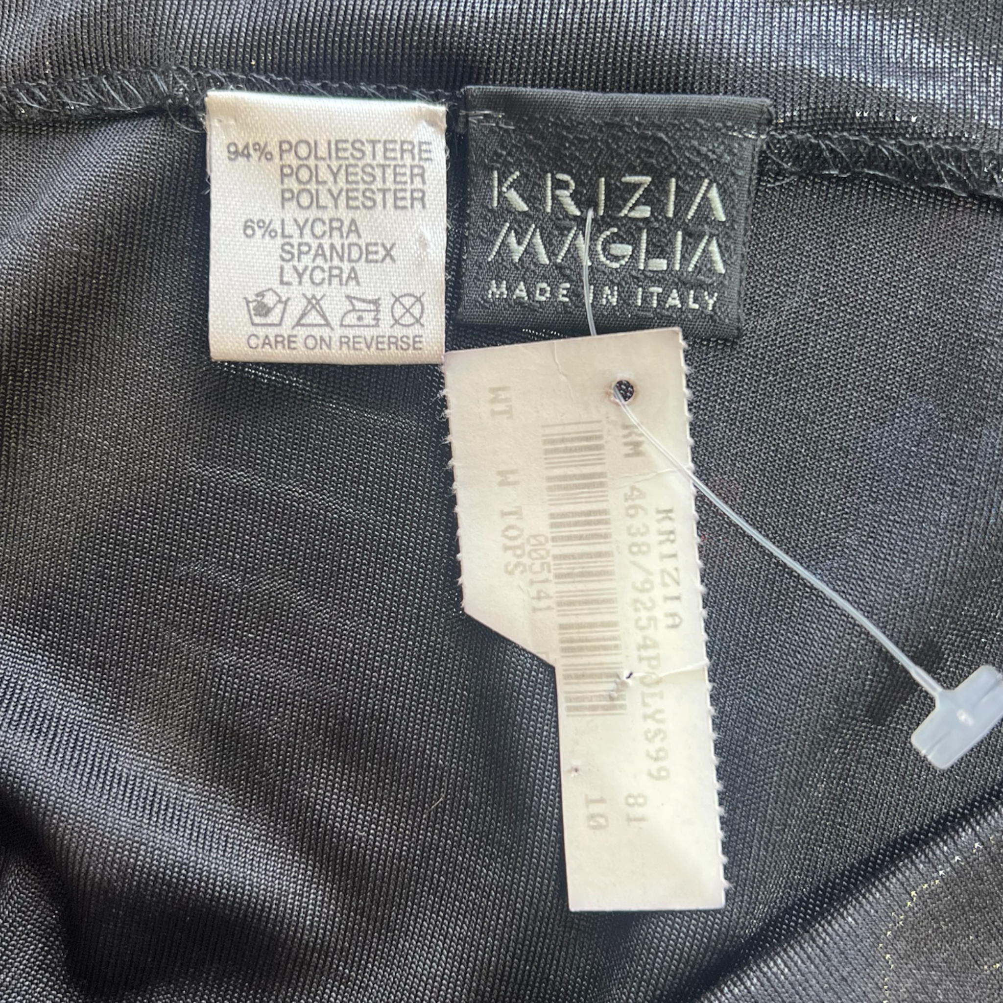 Krizia Y2k Black Lurex Two Piece Pant Ensemble, label