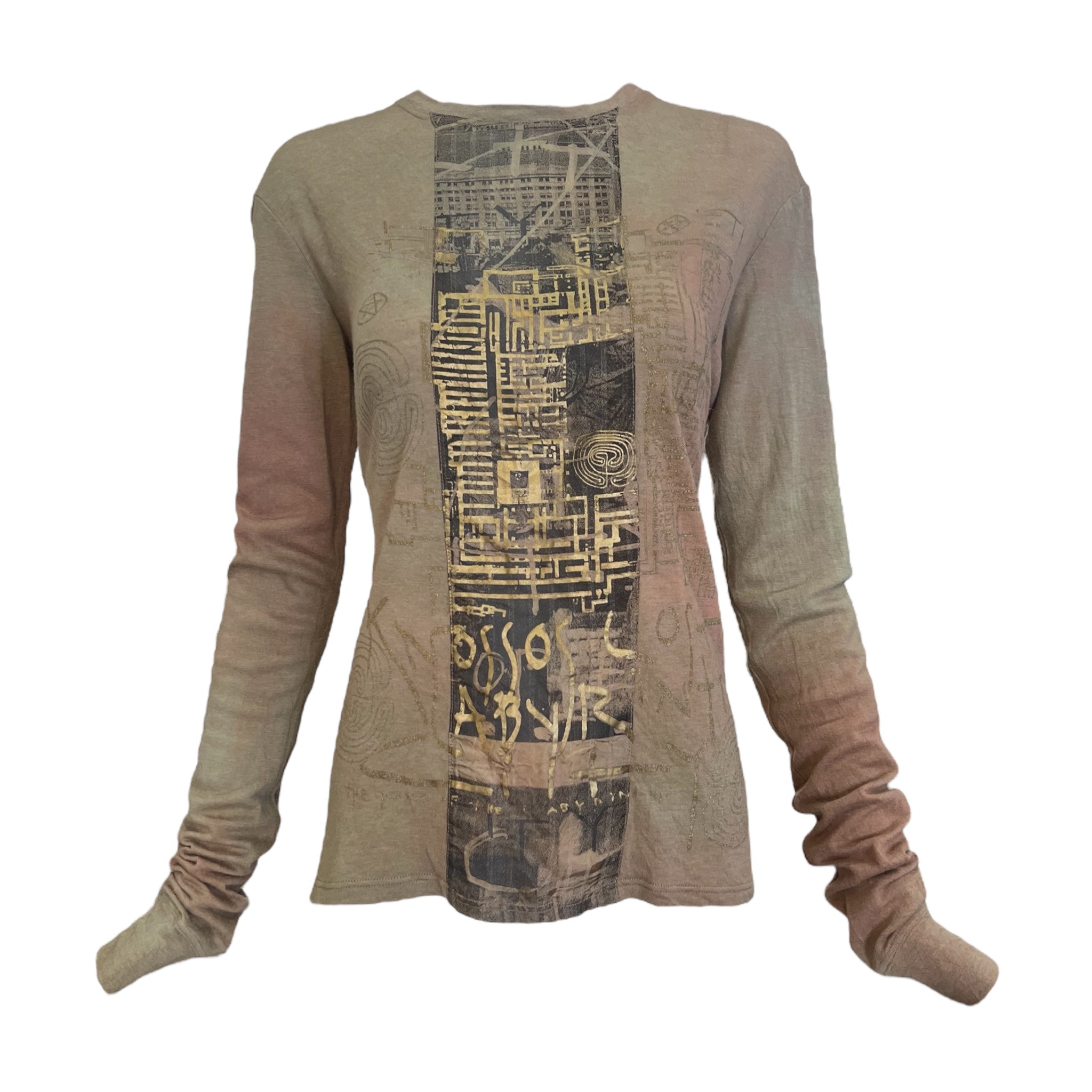 People Of The Labyrinths Y2KMoss Over Dyed Shirt and Skirt Two Piece Ensemble, NWT , top