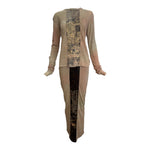 People Of The Labyrinths Y2KMoss Over Dyed Shirt and Skirt Two Piece Ensemble, NWT 