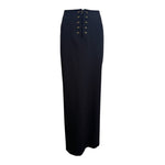 Jean Paul Gaultier Classique 1990's Black Wool Maxi Skirt with Brass Grommets