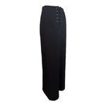 Jean Paul Gaultier Classique 1990's Black Wool Maxi Skirt with Brass Grommets, side