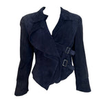 Armani 1990's Charcoal Black Suede Cropped Moto Jacket