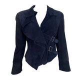 Armani 1990's Charcoal Black Suede Cropped Moto Jacket