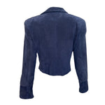 Armani 1990's Charcoal Black Suede Cropped Moto Jacket, back