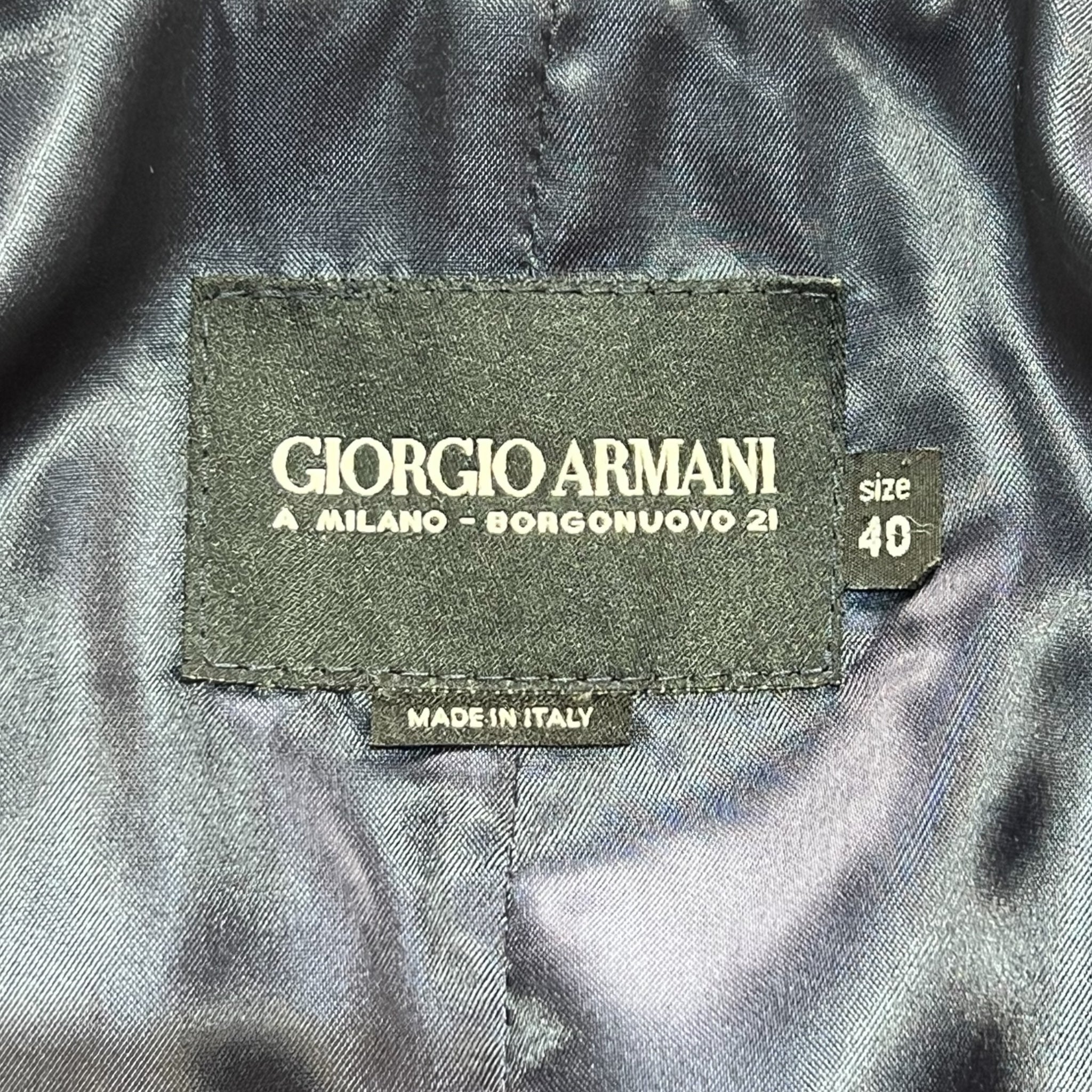 Armani 1990's Charcoal Black Suede Cropped Moto Jacket, label