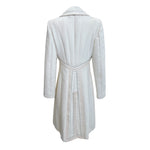 Lifetime Gianni Versace Couture 1980's Ivory Wool Coat with Serrated Leather Detail BACK