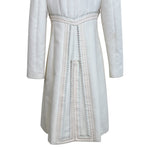 Lifetime Gianni Versace Couture 1980's Ivory Wool Coat with Serrated Leather Detail LOWER BACK