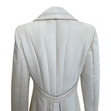 Lifetime Gianni Versace Couture 1980's Ivory Wool Coat with Serrated Leather Detail BACK DETAIL