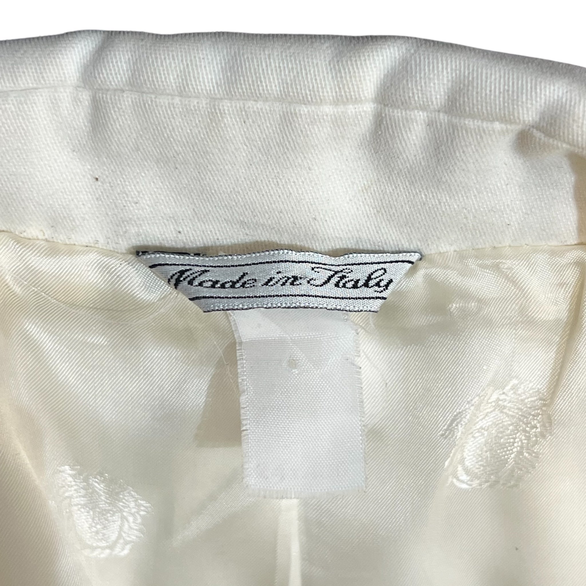 Lifetime Gianni Versace Couture 1980's Ivory Wool Coat with Serrated Leather Detail MADE IN ITALY LABEL