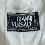 Lifetime Gianni Versace Couture 1980's Ivory Wool Coat with Serrated Leather Detail LABEL