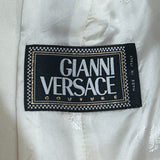 Lifetime Gianni Versace Couture 1980's Ivory Wool Coat with Serrated Leather Detail LABEL