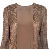 Valentino Couture 1980's Chocolate Brown Lace Long Sleeve Blouse, top