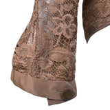 Valentino Couture 1980's Chocolate Brown Lace Long Sleeve Blouse, cuff