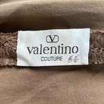 Valentino Couture 1980's Chocolate Brown Lace Long Sleeve Blouse, label