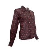 Saint Laurent 70s Brown Black Graphic Cotton Blouse , side